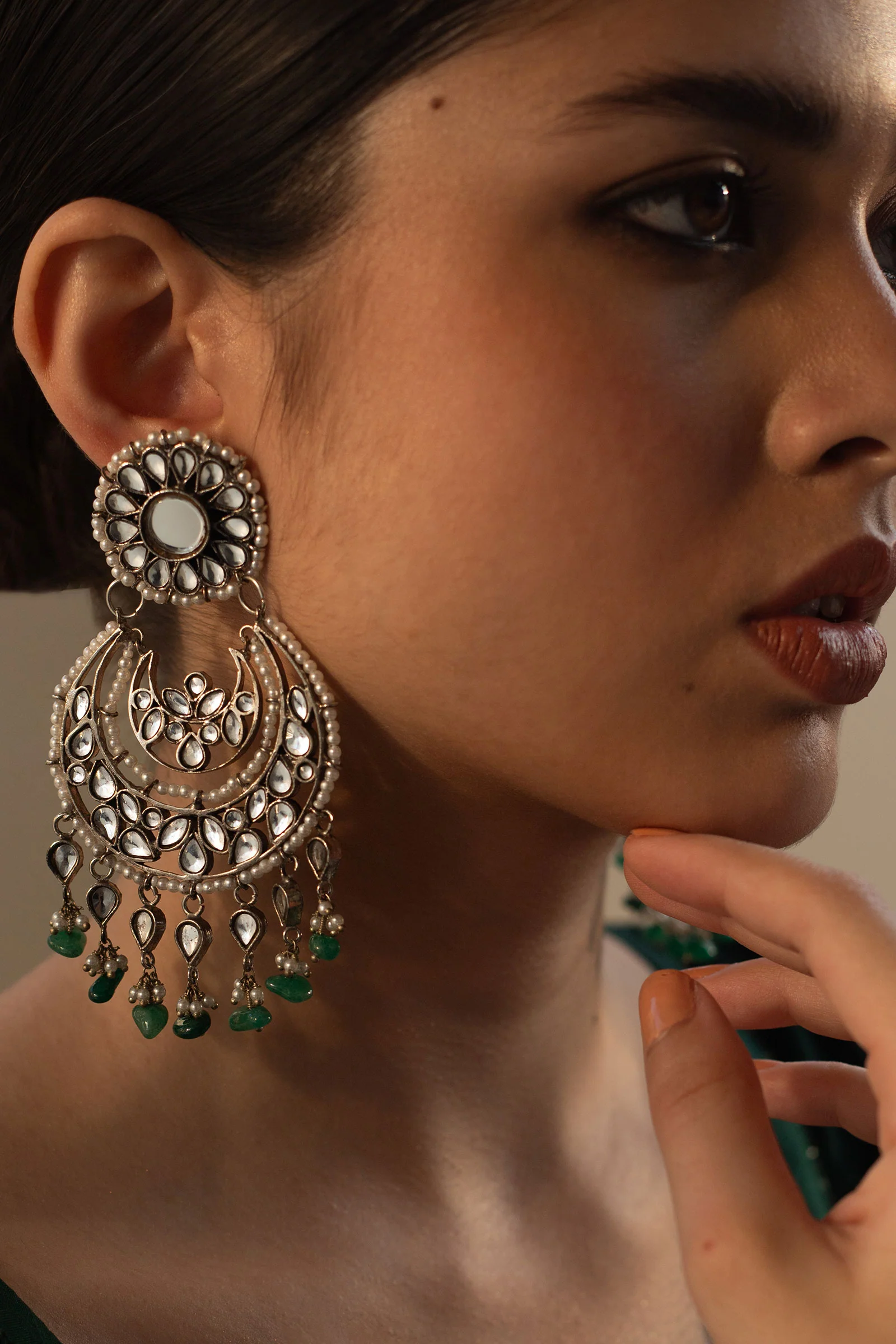 SILVER PLATED LOTUS EARRINGS - Image 2