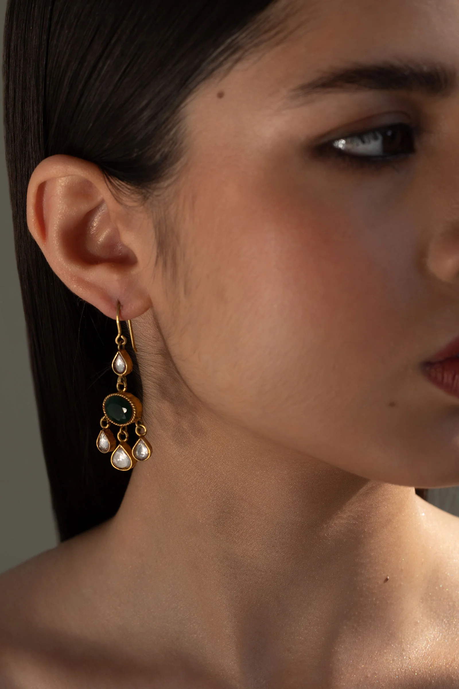 Gold Plated Kundun Earrings - Image 2
