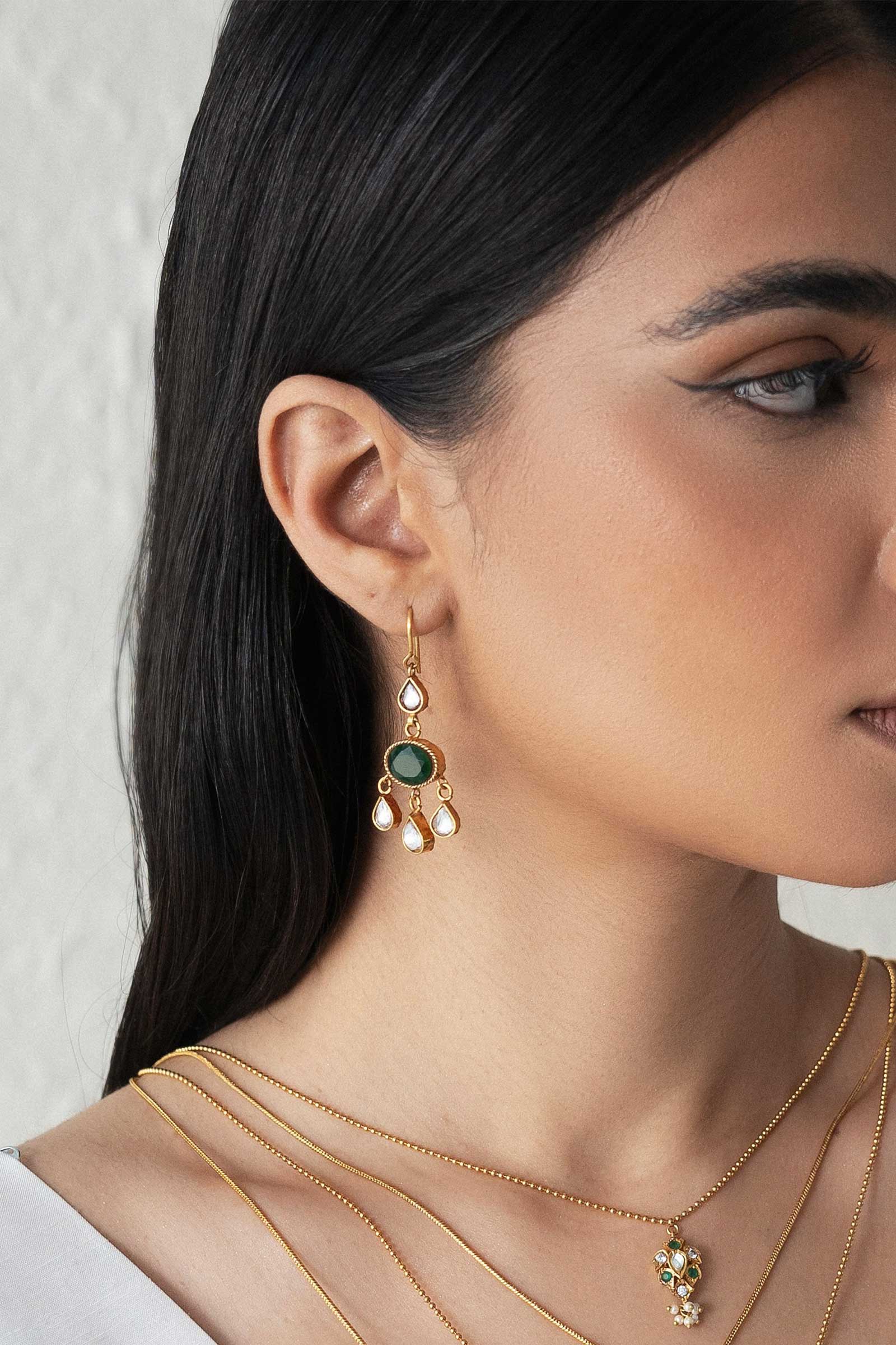 Gold Plated Kundun Earrings - Image 3