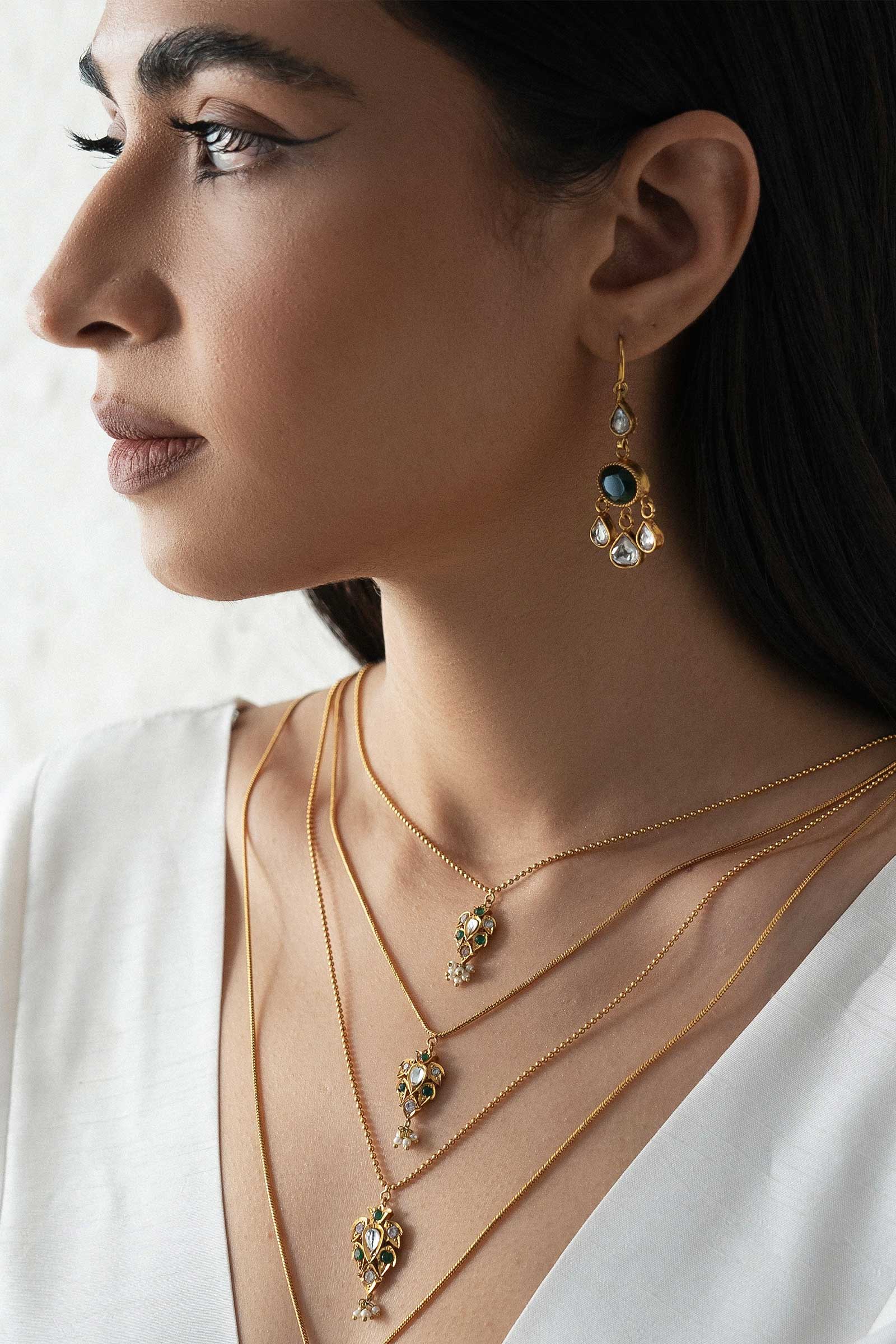 Gold Plated Kundun Earrings - Image 4