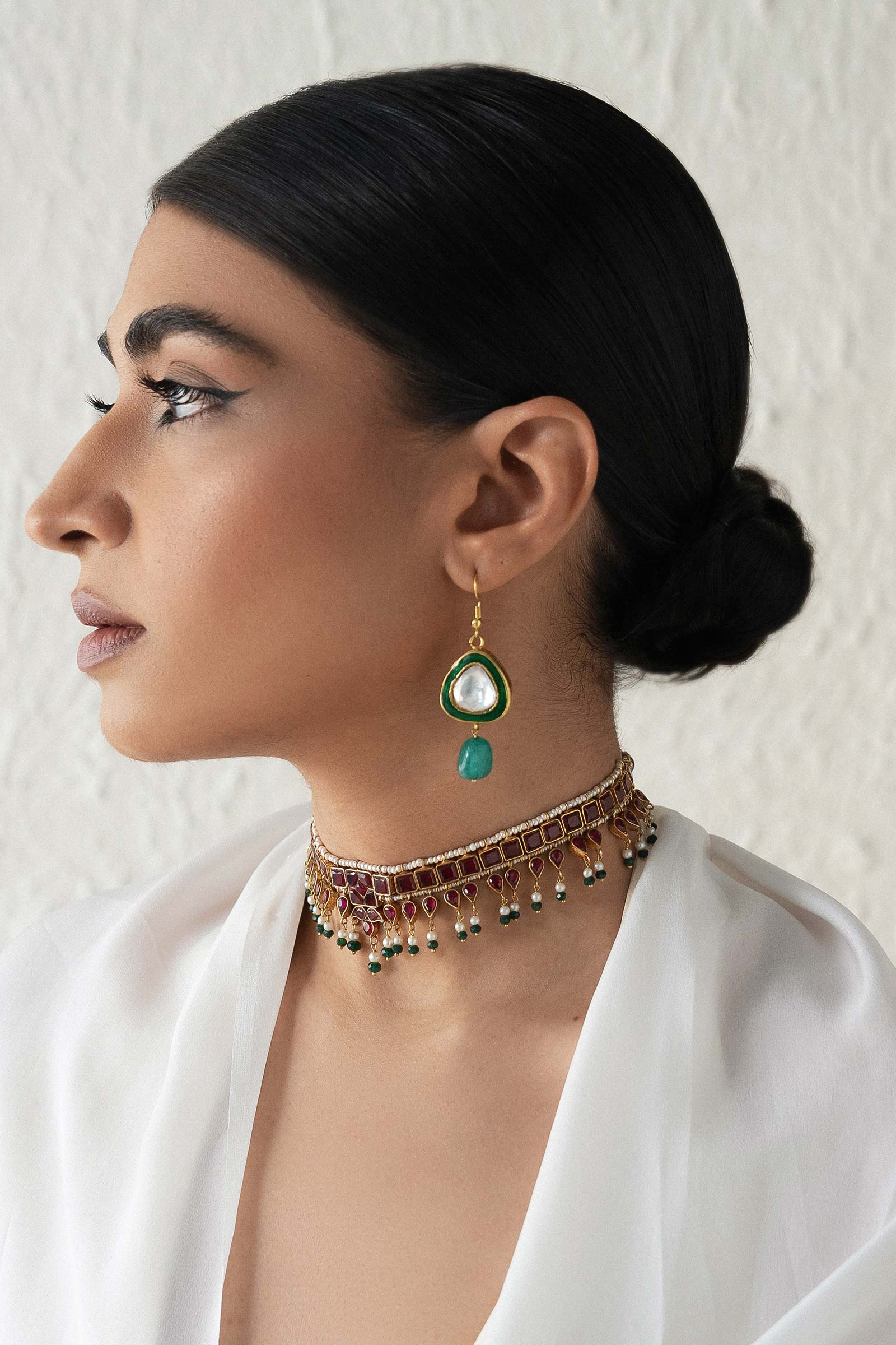 Gold plated Meenakari Earrings - Image 2