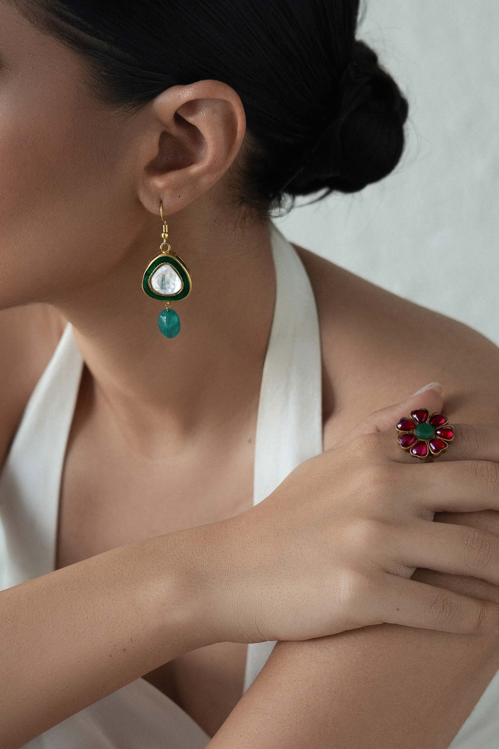 Gold plated Meenakari Earrings - Image 4