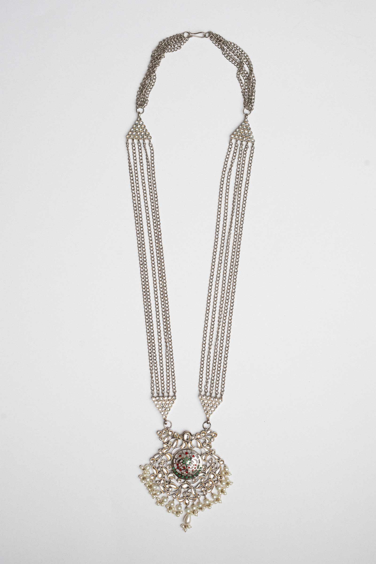 SILVER PLATED KUNDAN NECKLACE - Image 2